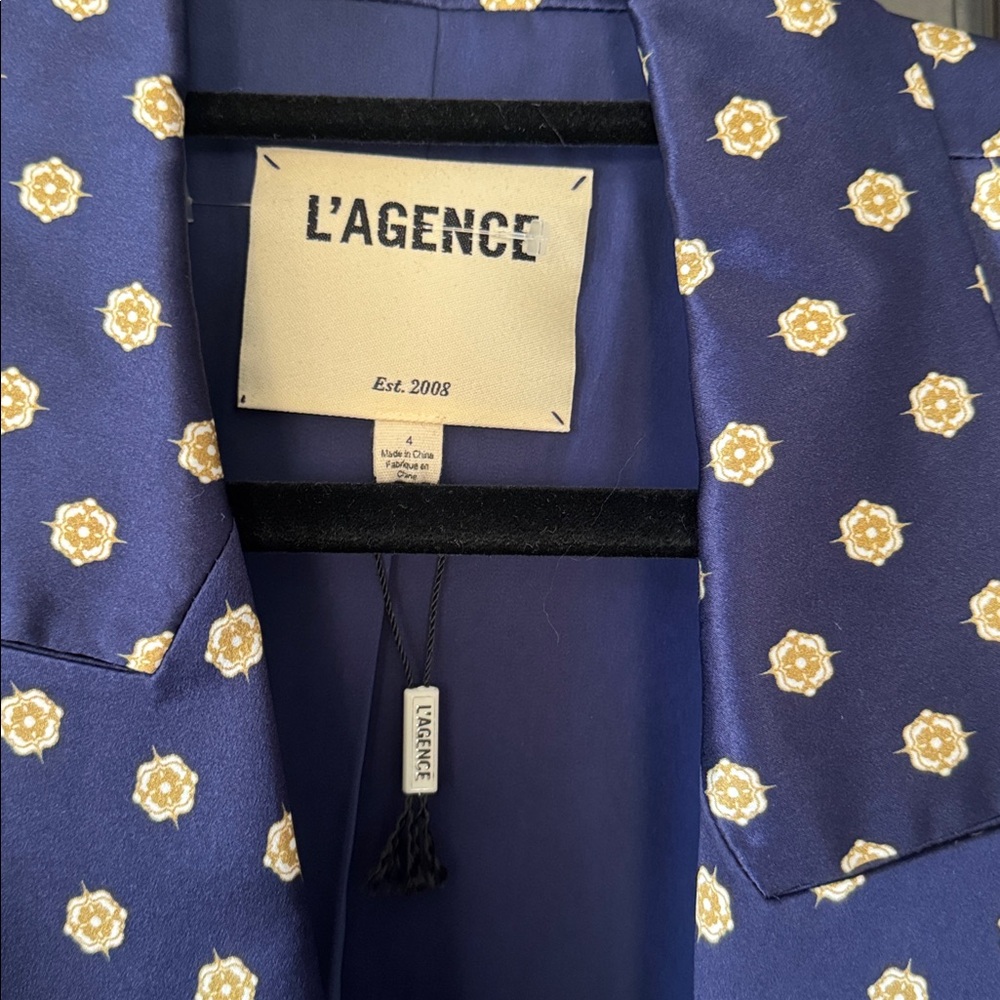 L'AGENCE Navy and White Polka Dot Blazer - Picture 2 of 3